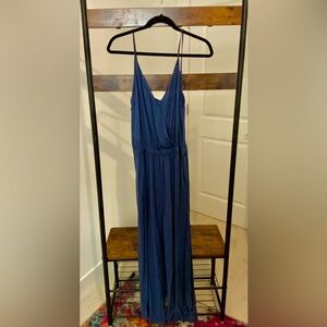 LASCANA for VENUS Navy Blue Wide-Leg Spaghetti Strap Jumpsuit w/ Pockets